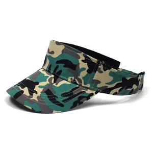 Breathable camouflage canvas sun visor hat with curved brim for outdoor sports