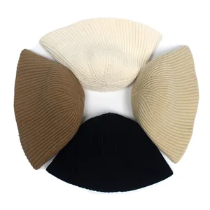 Einfarbiger Woll-Fischerhut für Damen in Beige, Braun, Creme und Schwarz