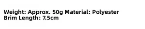 Detailed technical specs showing lightweight 50g weight and durable polyester material