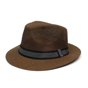 Women's Summer Paper Straw Sun Hat Breathable Wide Brim Beach Fedora With Ribbon Decoration Fashion Outdoor Sun Protection Hat