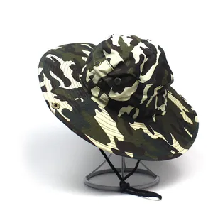 Cappello mimetico da sole per uomo con tesa larga e cinturino sottogola regolabile