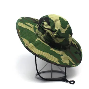 Cappello boonie mimetico classico da uomo con tesa larga e cinturino sottogola regolabile