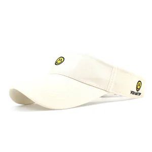 Adjustable cream sun visor featuring yellow smiley embroidery and You Matter text