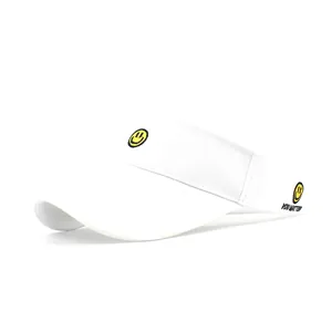 White embroidered smiley face sun visor hat with YOU MATTER text for summer sports