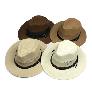 Cappelli Fedora traspiranti da uomo con cintura in pelle e tesa larga in vari colori