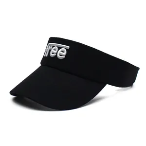Fashionable black cotton sun visor hat with Free letter embroidery for summer outdoor use