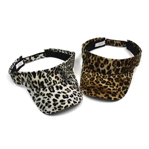 Women's leopard print sun visor hats with breathable open top and UV protection