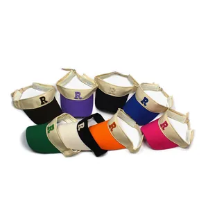 Cotton open top baseball cap with color-block brim and R embroidery in eight various colors