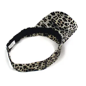 Summer leopard print sun visor hat for women with breathable open top design