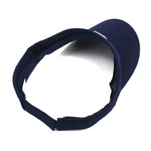 Vista dall'alto della visiera in cotone blu navy con cinturino in velcro regolabile