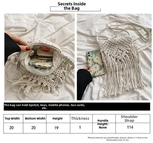 Guida alle taglie dettagliata per borsa bohémien con frange, dimensioni e capacità
