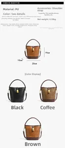 Detaillierte Größenangaben für Damen PU Leder Beuteltasche mit Metallic Drehverschluss