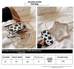 Tableau des tailles du sac étoile transparent en acrylique avec chaîne de perles