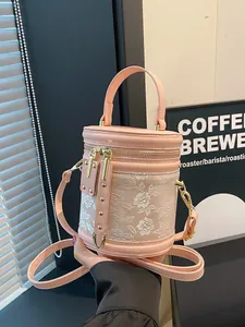 New Chinese Style Floral Embroidery Bucket Bag Vintage Women Butterfly Cylinder Handbag Crossbody Shoulder Bag Small PU Purse