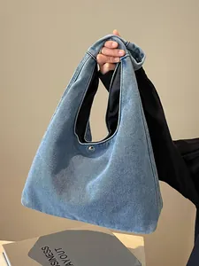 Sac Hobo en Denim Décontracté pour Femmes Grande Capacité Sac à Bandoulière Fourre-tout en Denim Délavé Rétro Sac à Main Quotidien