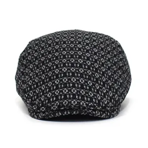 Modern ivy cap with black and white geometric jacquard pattern for outdoor fashion