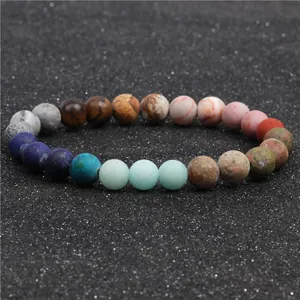 Bracciale chakra con perline in pietra naturale da 8mm per gioielli yoga boho