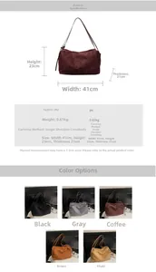 Detailed size chart and parameter guide for the oversized matte PU leather tote bag