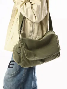 Große Kapazität Segeltuch Messenger Tasche Vintage Workwear Stil Umhängetasche Verstellbarer Riemen Freizeit Reisetasche Für Herren Damen