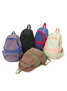 Detailed multi-color selection of durable canvas backpacks with contrast color design