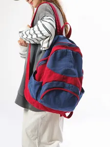 Lightweight Color Block Canvas Backpack For University Students Outdoor Travel Fashion Laptop Rucksack Unisex School Bag