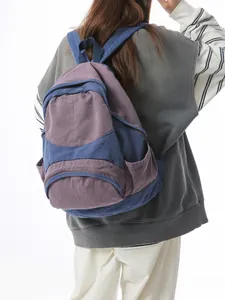 Lightweight contrast color backpack in canvas for travel and daily commute for students