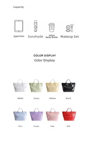 Detail showing high-capacity jelly tote bag with star patterns in eight various colors