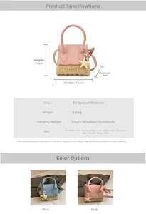 Detailed size specifications for mini straw bag with PU handles and starfish charm