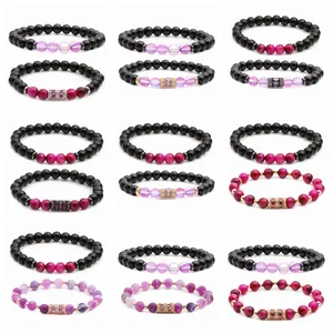 Catálogo detallado de pulseras de cuentas mate de 8 mm en quince variantes de colores