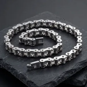Collier Chaîne De Vélo Pour Hommes Acier Inoxydable 316L Style Punk Industriel Bijoux Polis