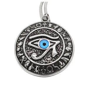 Antikes Ägyptisches Auge Des Horus Hieroglyphen Anhänger Retro Edelstahl Rundhalskette Herren Punk Vintage Schmuck Geschenk