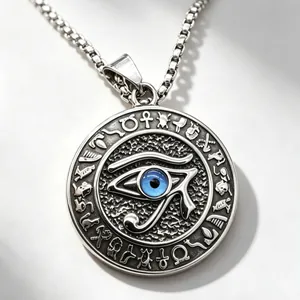 Retro Ägyptische Auge des Horus Anhänger Halskette aus poliertem Edelstahl für Herren