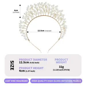 Spécifications de taille pour serre-tête en perles avec mesures de hauteur et de diamètre