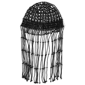Bohemian mesh pearl hair chain with long tassels for bridal wedding party hair accessory