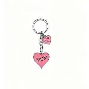 Mama Herz Metall Schlüsselanhänger Emaille Liebe Okinawa Buchstabe Taschenanhänger Silber Rosa Zinklegierung Schmuck Geschenk