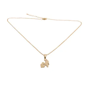 Detailed view of a gold-plated maternity pendant featuring a touching kiss silhouette