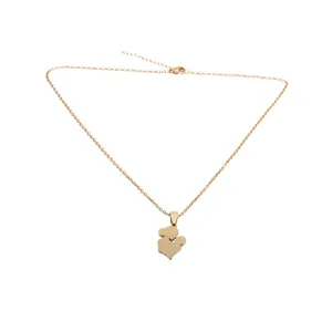 Polished gold titanium steel necklace with a mother and child pendant and lobster clasp