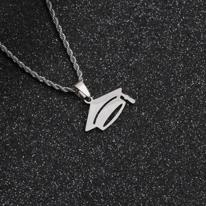 Roestvrijstalen Afstudeerhoed Hanger Ketting Voor Afgestudeerden Gepolijst Zilver Touwketting Herdenkingssieraad Cadeau