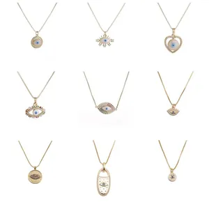 Mode Koperen Zirkonia Boze Oog Hanger Halsketting Voor Vrouwen Verguld Boho Dromenvanger Hart Veer Kwastje Sieraden