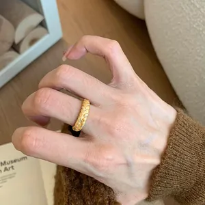 New Chinese Wheat Spike Braided Open Ring For Women Gold Silver Plated Copper Cubic Zirconia Vintage Luxury Niche Jewelry