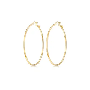 Minimalist Large Hoop Earrings For Women Titanium Steel Polished Gold Silver Circle Earrings With 925 Sterling Silver Earring Post