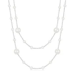 Elegant silver layered pearl necklace with varied bead sizes for a luxurious jewelry look