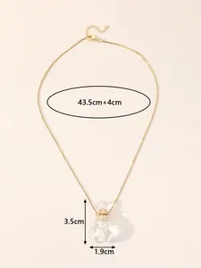 18K gold plated perfume bottle pendant necklace with adjustable chain length dimensions