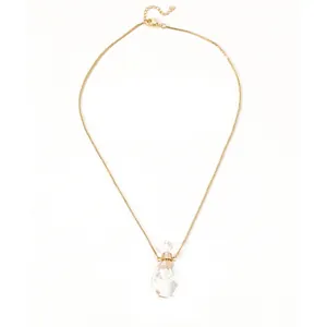Fashion 18K Gold Plated Copper Perfume Bottle Pendant Necklace For Women Elegant Geometry Crystal Glass Charm Box Chain Jewelry Gift