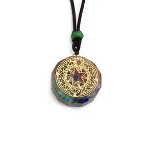 Verstelbare Levensboom Orgonite ketting met kleurrijke energiekristallen en mandala-design
