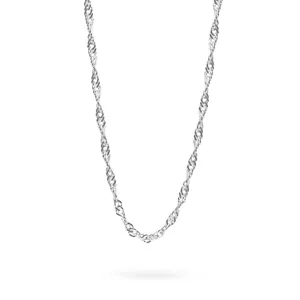 Silver twisted rope chain necklace with elegant water wave texture for women