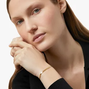 Minimalist Titanium Steel Herringbone Bracelet Gold Silver Plated Flat Snake Chain Adjustable Jewelry Gift For Women