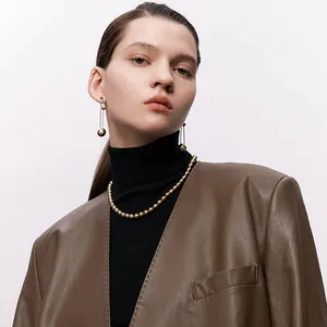 Französisches Vintage Champagner Perlen-Set mit hochglänzender Goldoberfläche für Damen