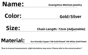 Details zur 72CM verstellbaren Herzkette mit 18K Gold- und 14K Weißgold-Beschichtung