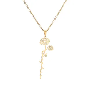 Collier en acier doré avec pendentif prénom Sophia et marguerite pour femme